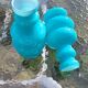 Pair of Space Age lampshades in blue opaline.