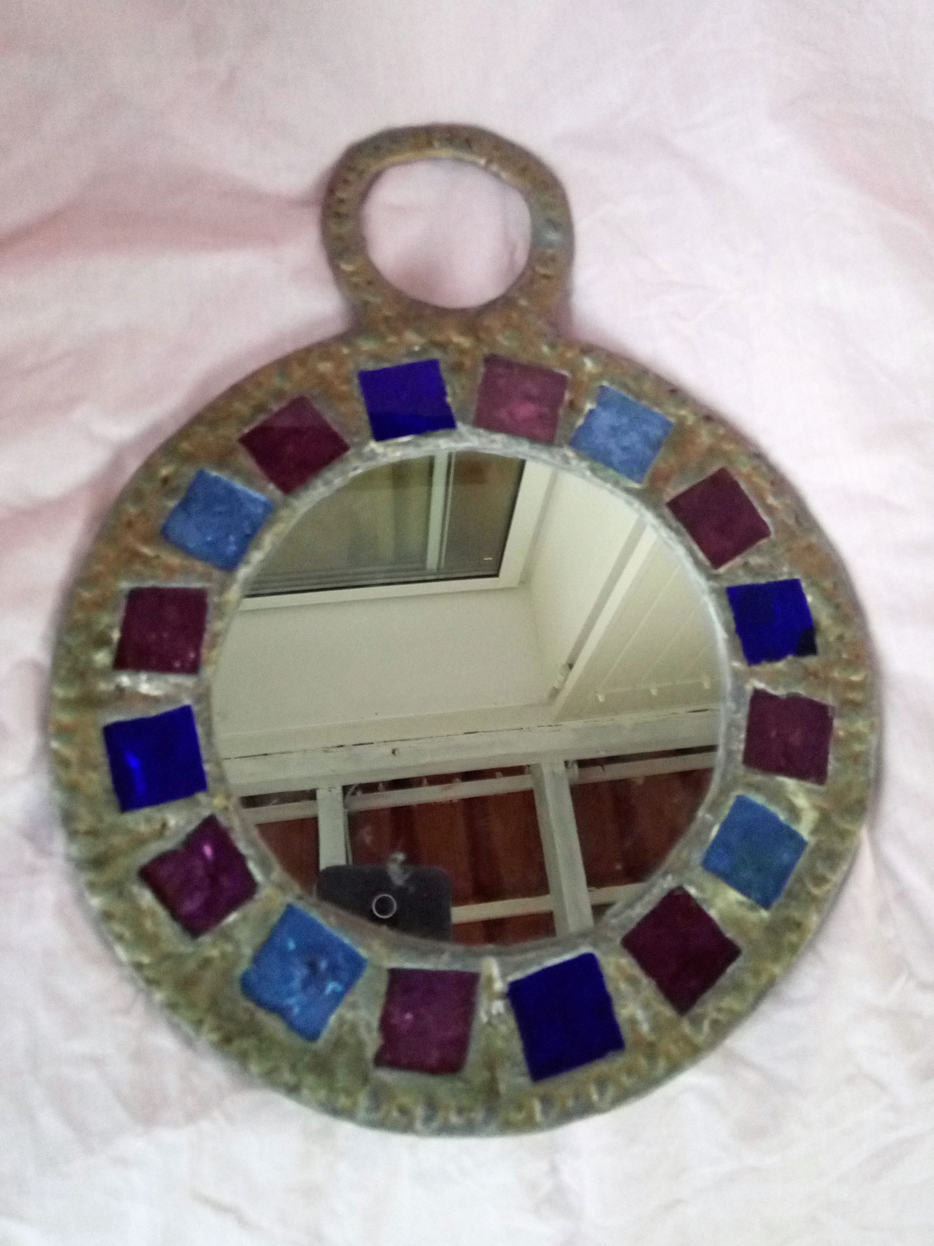 Lead and glass hand mirror