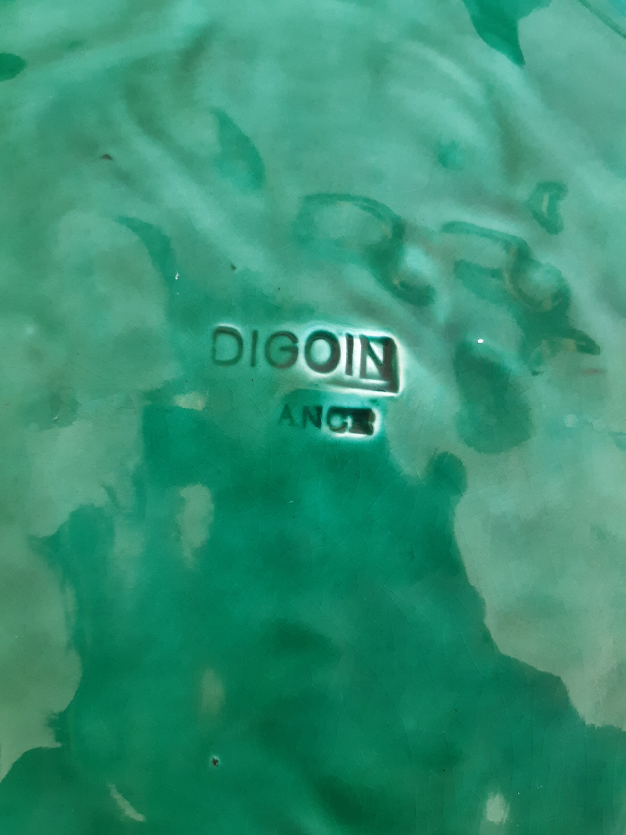 Digoin art deco trivet, vintage French, 1940s