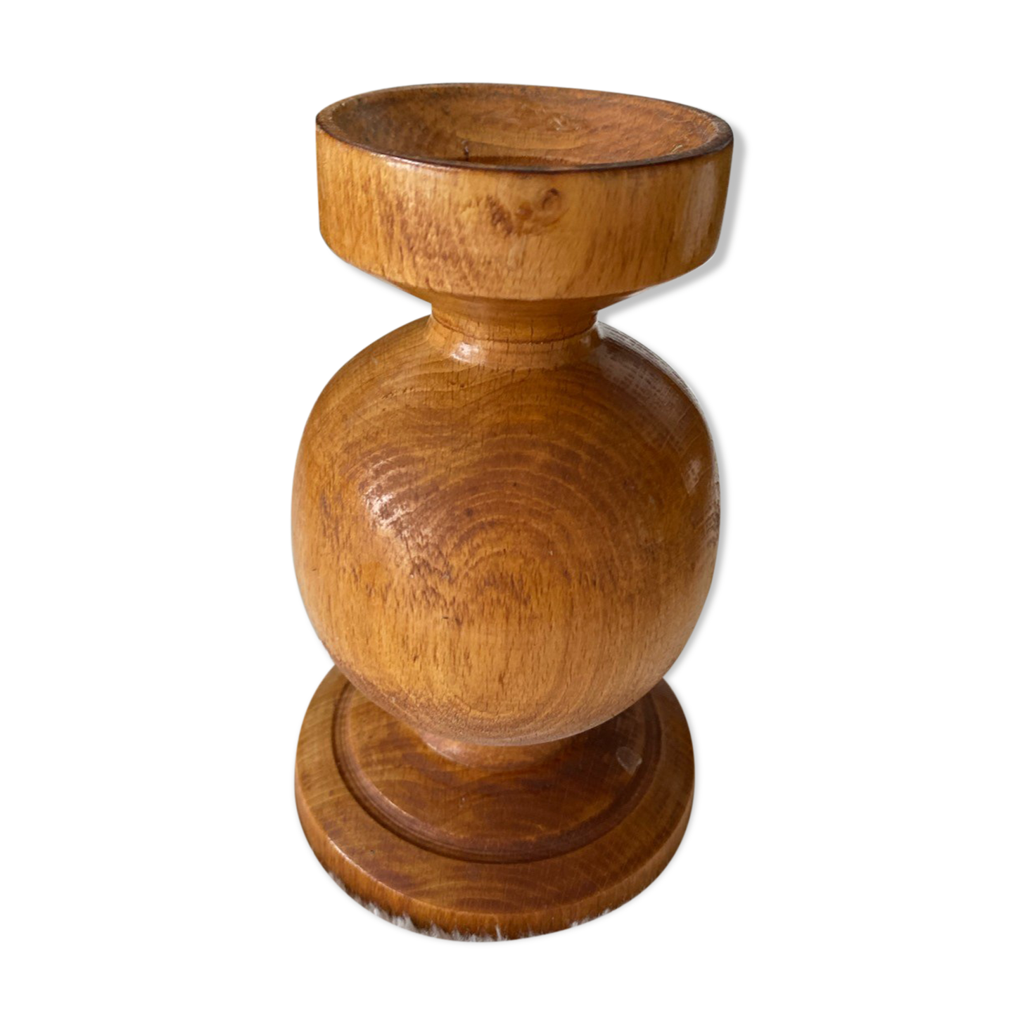 Solid wooden candlestick, all round