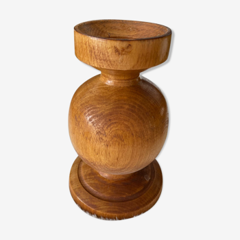 Solid wooden candlestick, all round