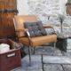 Fauteuil acier chromé et skaï