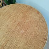 Round rattan side table 60s -70s / vintage