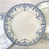 6 flat plates Terre de Fer blue red mismatched