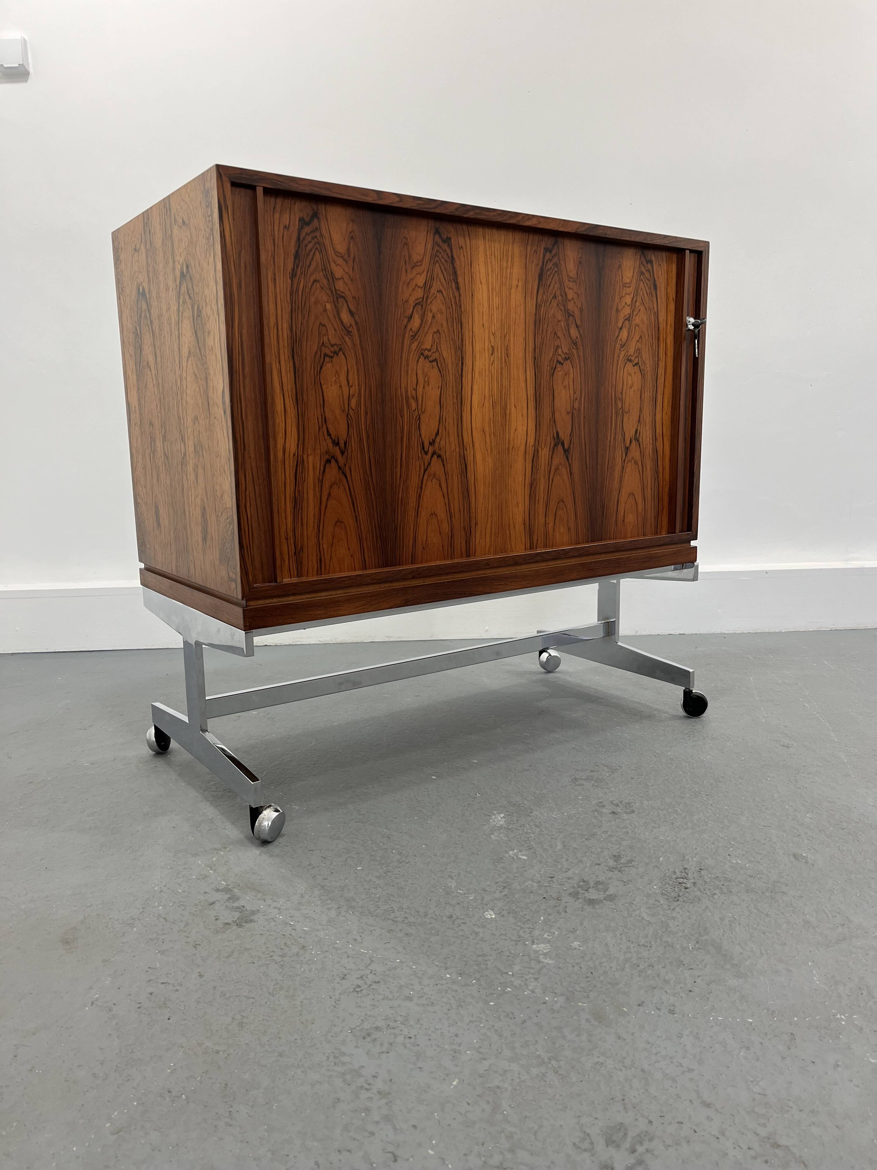 Meuble mobile vintage en bois, 1970s