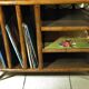 70s rattan hi-fi cabinet