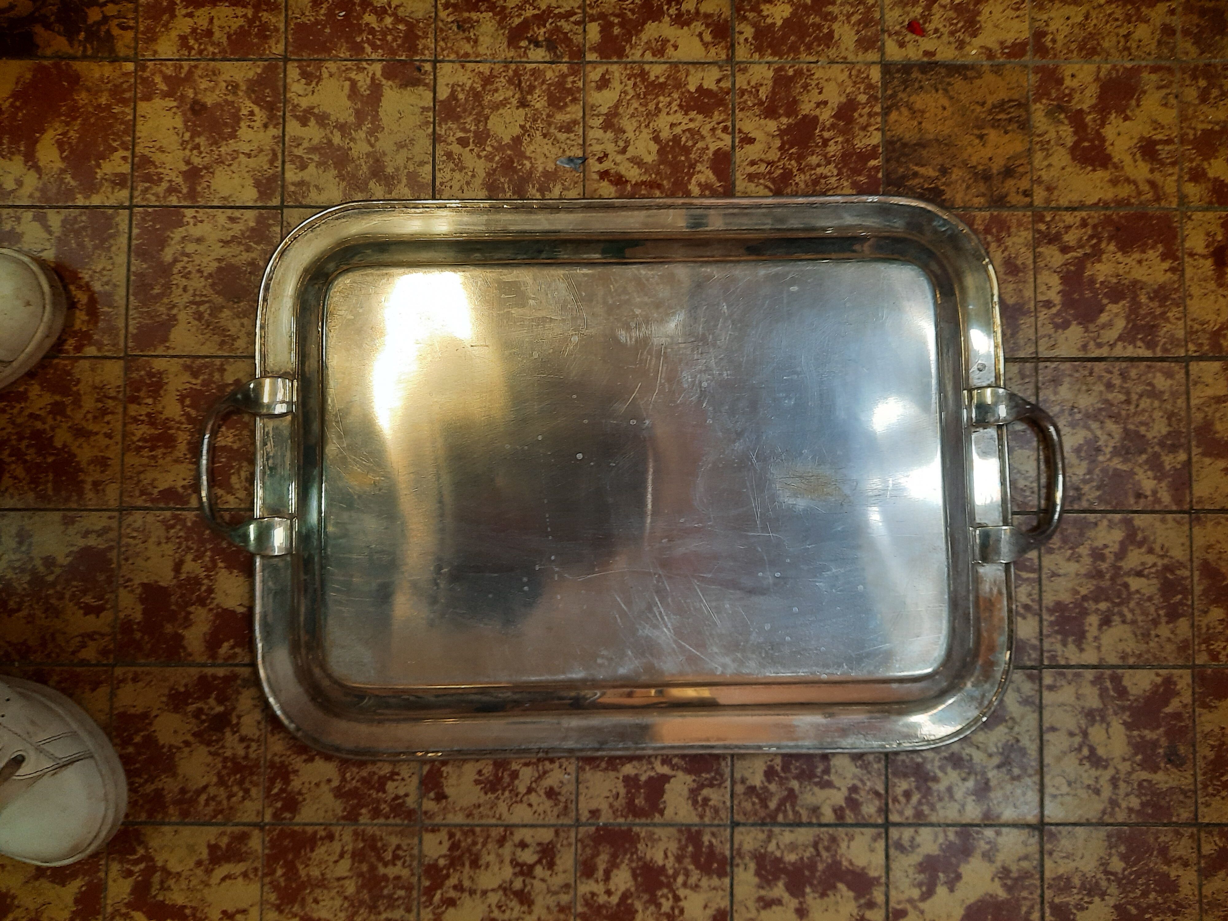 Silver metal tray