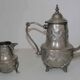 Old teapot "Le Cheval" and milk pot (SBA Fez) in silver metal