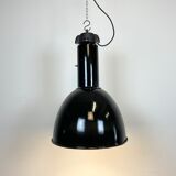 Set of 4 industrial bauhaus black enamel pendant lamps, 1960s