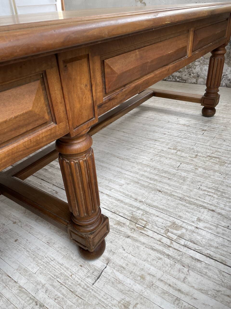 Solid walnut farmhouse castle table 1900 XXL