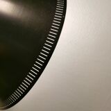 Cone pendant produced by Danish Lyfa in beautiful black lacquer with perforated shade and brass top.
