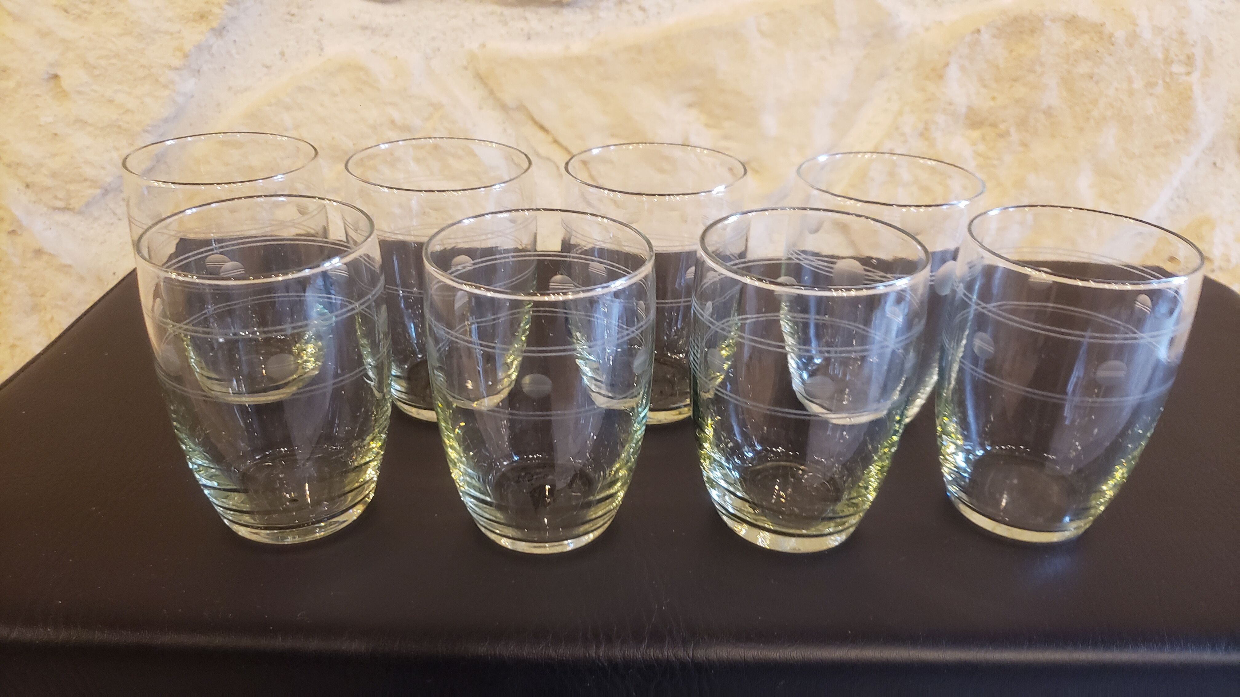 8 engraved water glasses