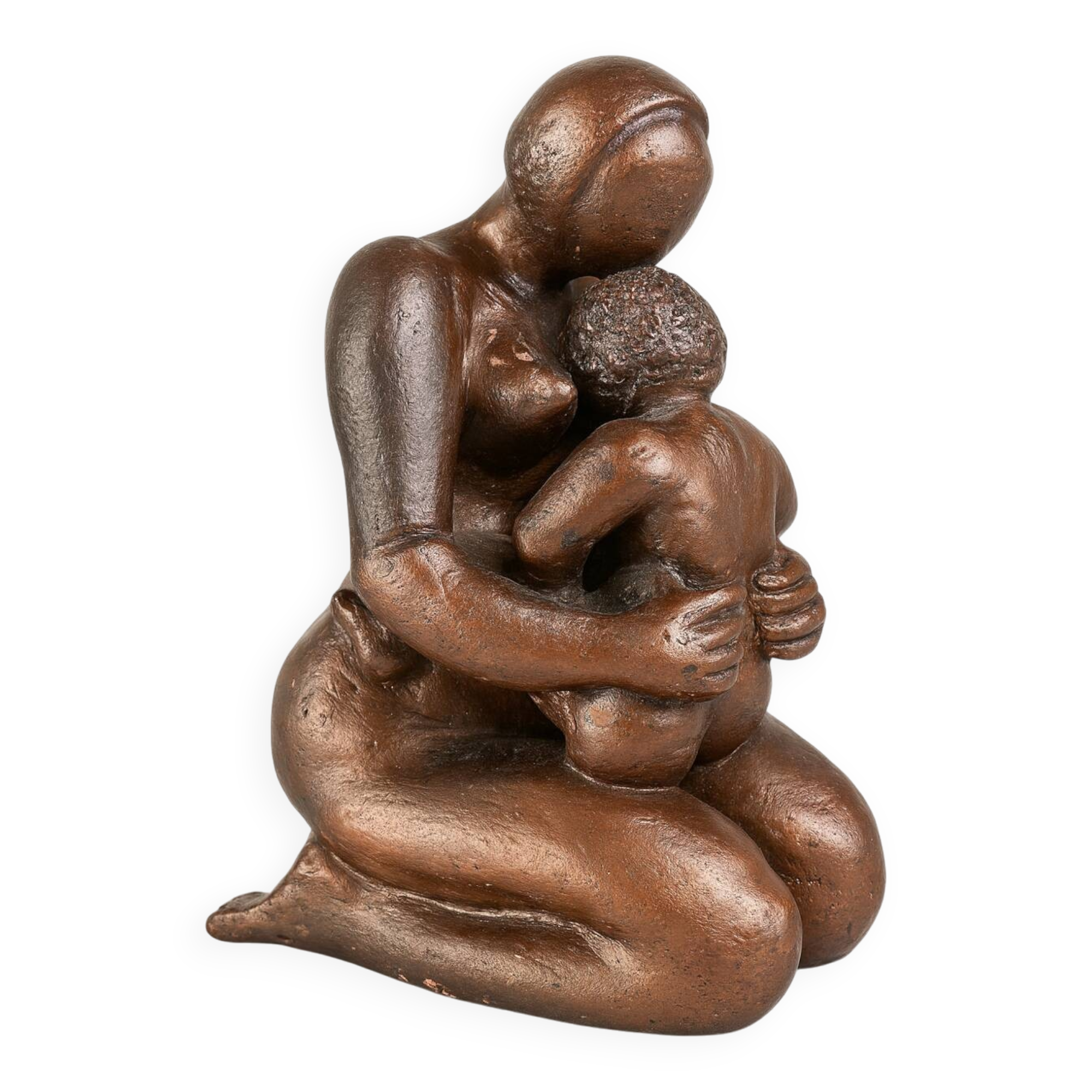 Signed maternity sculpture, patinated bronze terracotta, 1960s