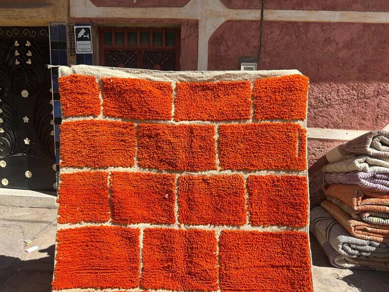 Tapis bérbere orange artisanal 200cmx300cm
