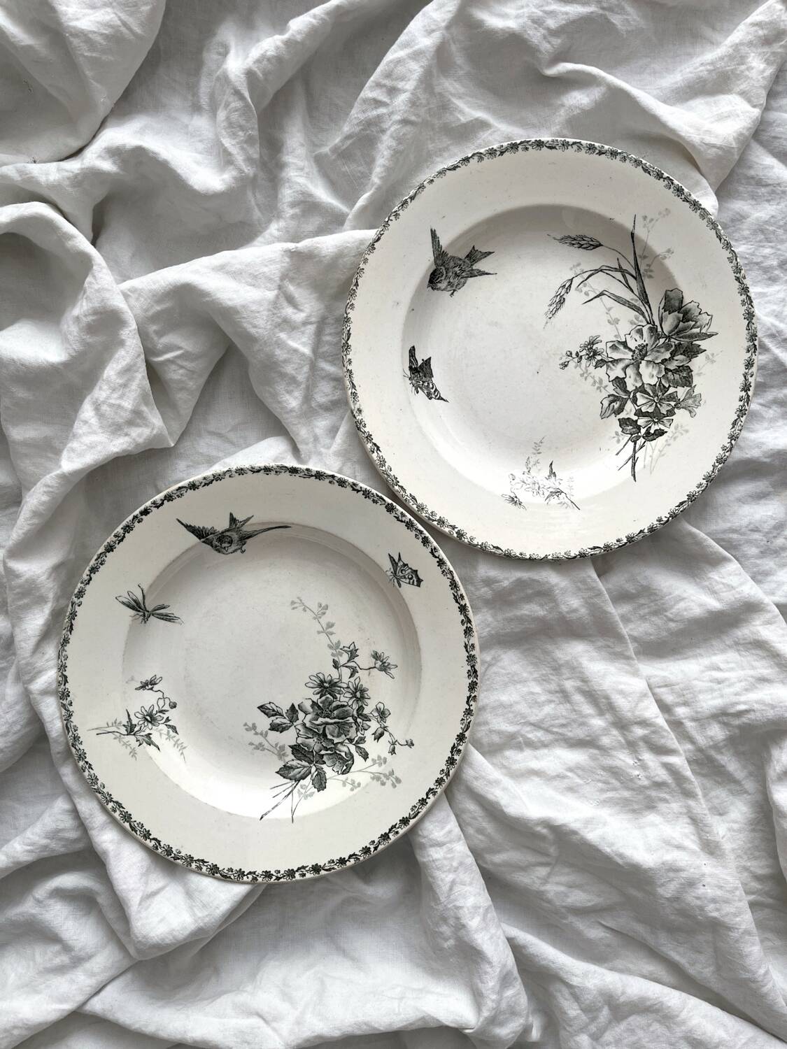 2 “French” ironstone soup plates from Choisy le Roi