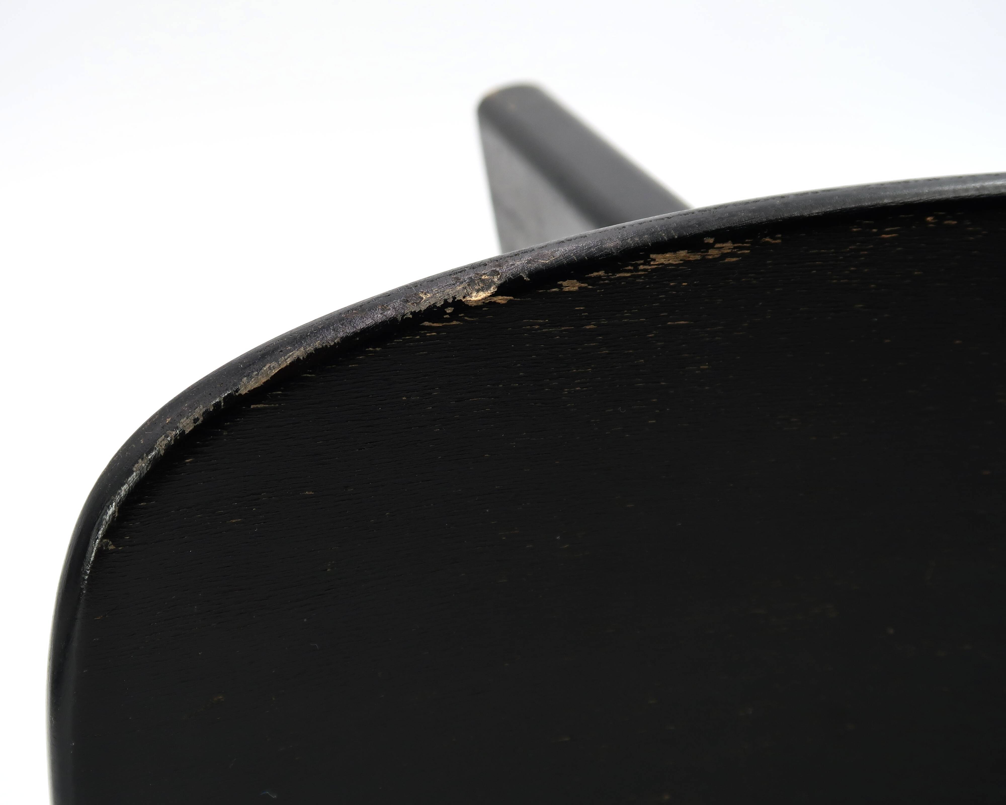 Black wooden Shoggi meditation stool by Alain Gaubert, 1980s vintage