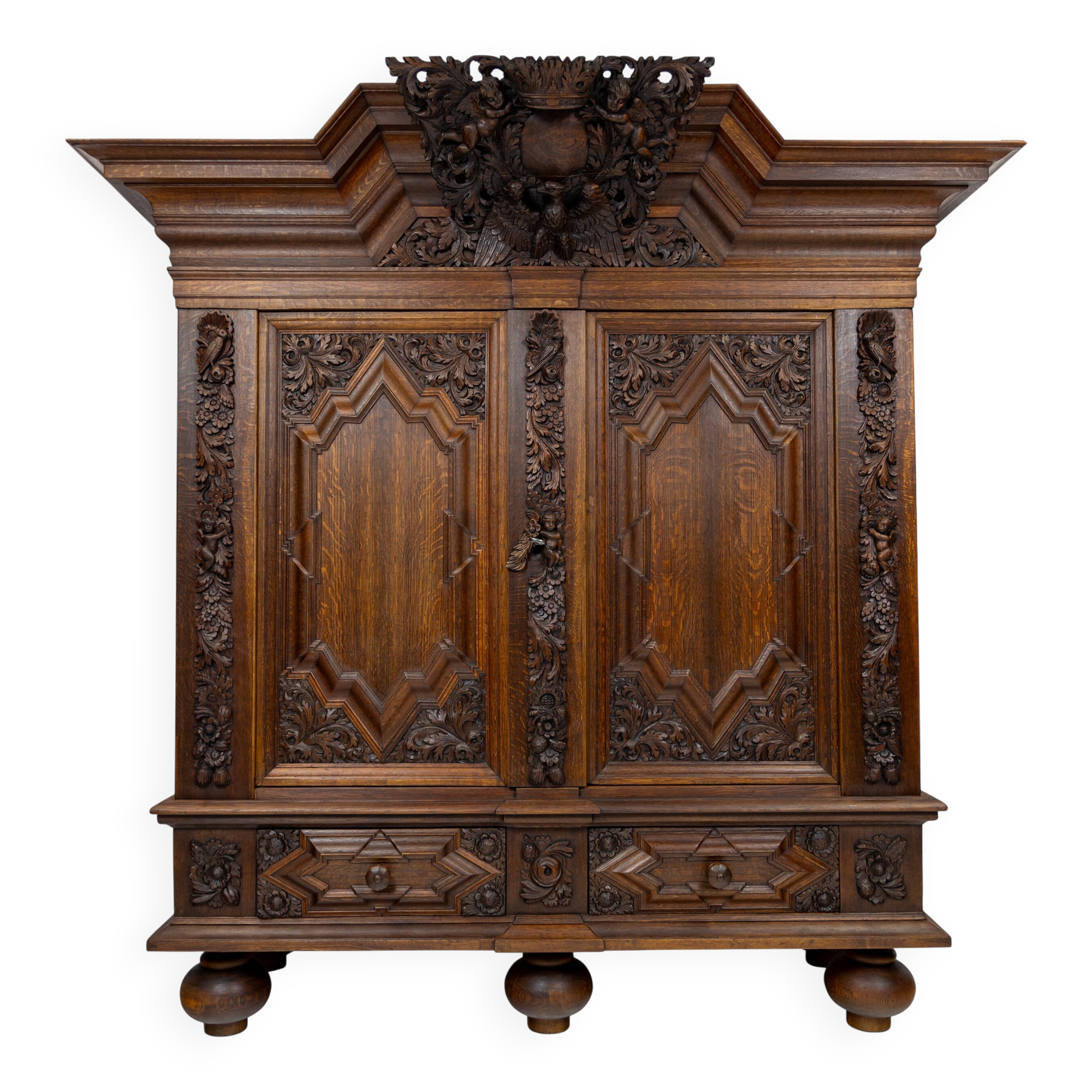 18th-century oak Baroque wardrobe - Königsberg