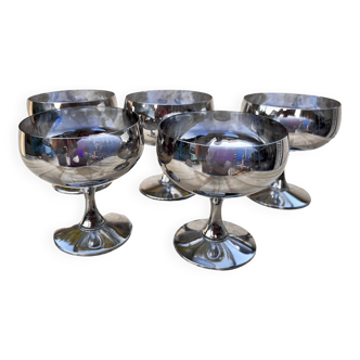5 glasses, silver-plated glass, Józefina Krosno, Poland, 1980s.
