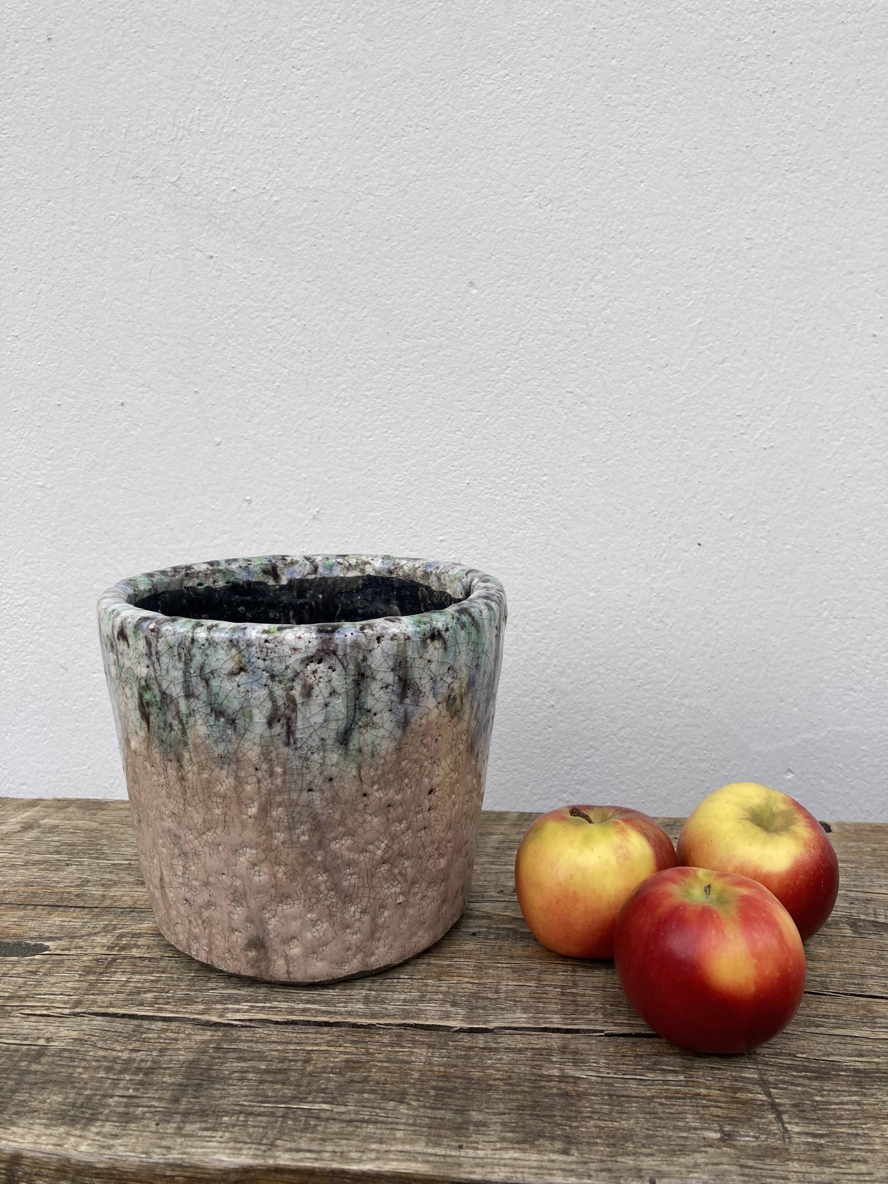 Pot cover stoneware cooking with Raku gray green