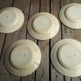 Lot of 5 old ceramic flat plates of Saint Amand green edry