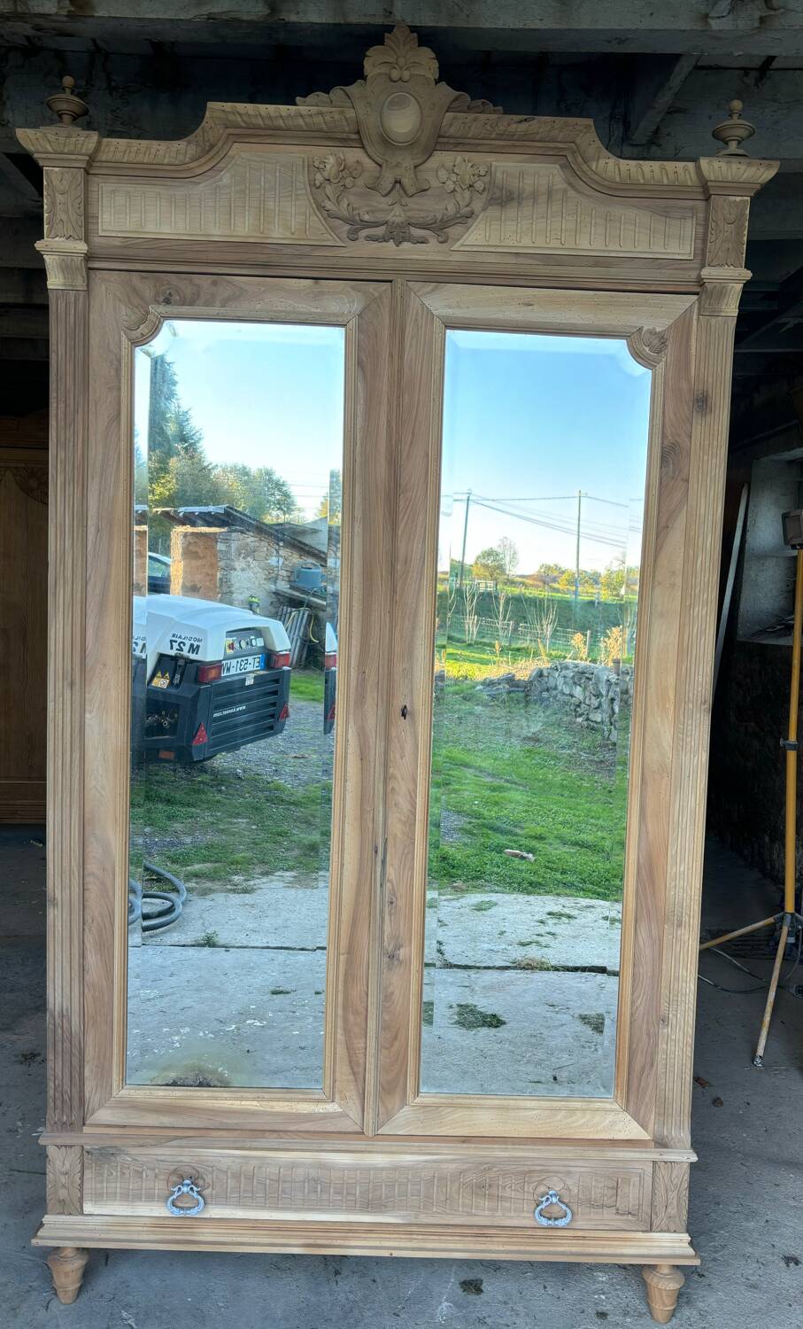 Natural wood walnut cabinet