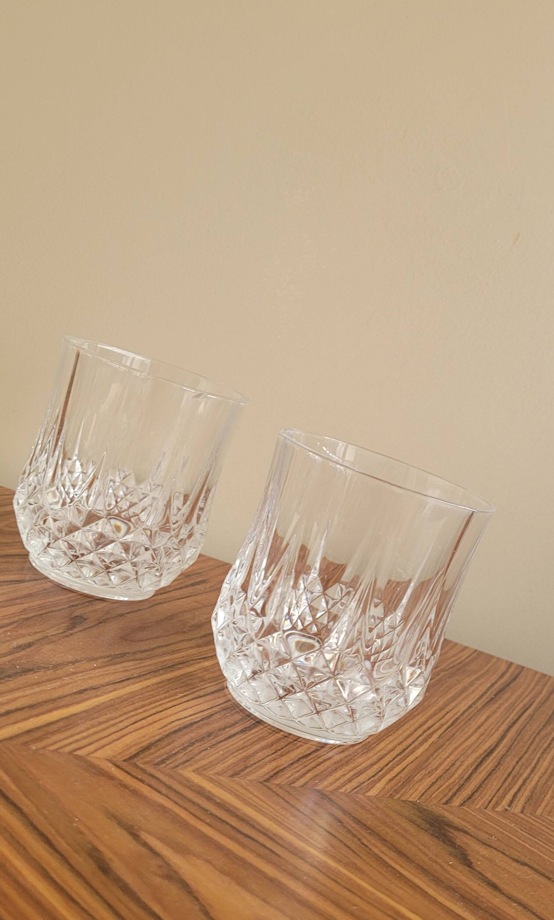 Set of 6 chiseled crystal water or whiskey glasses