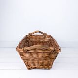 Panier Vintage Anse Rangement Mid Century Panier en osier tressé brun rougeArtisanat Hygge Skandi Sc