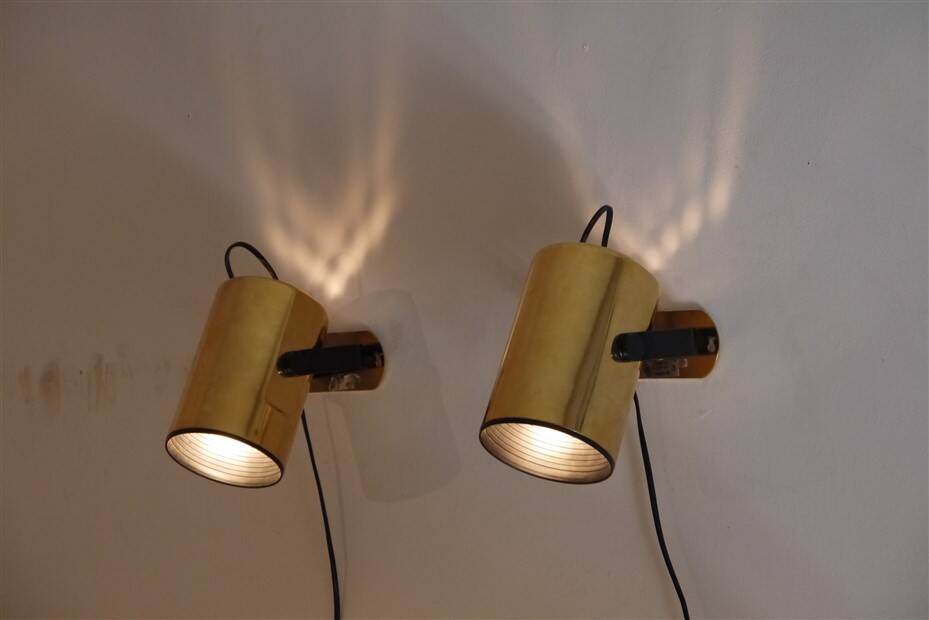 Pair of Scandinavian design wall lights in brass 1970