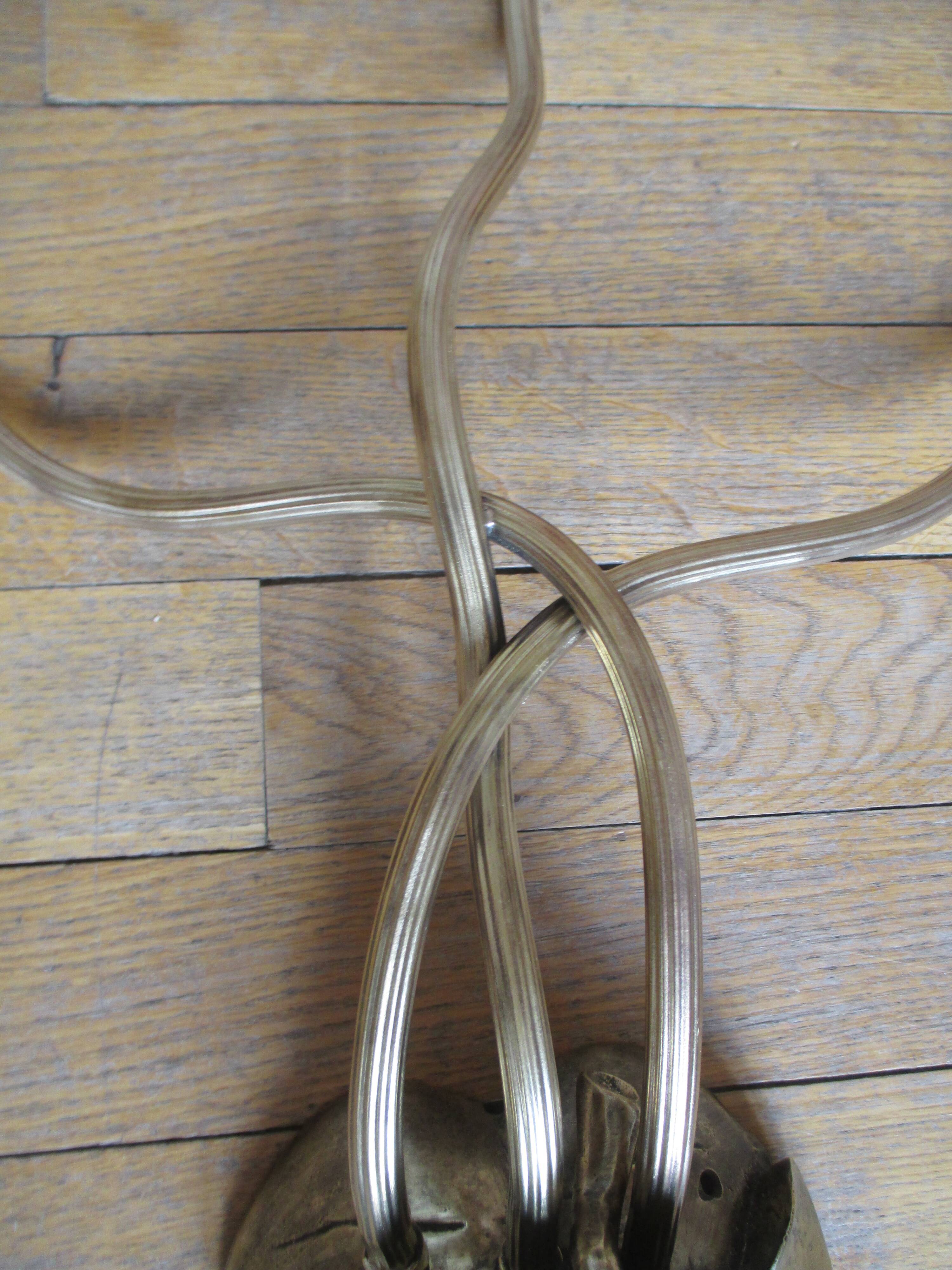 2 brass appliques leaves flowers tulip glass paste