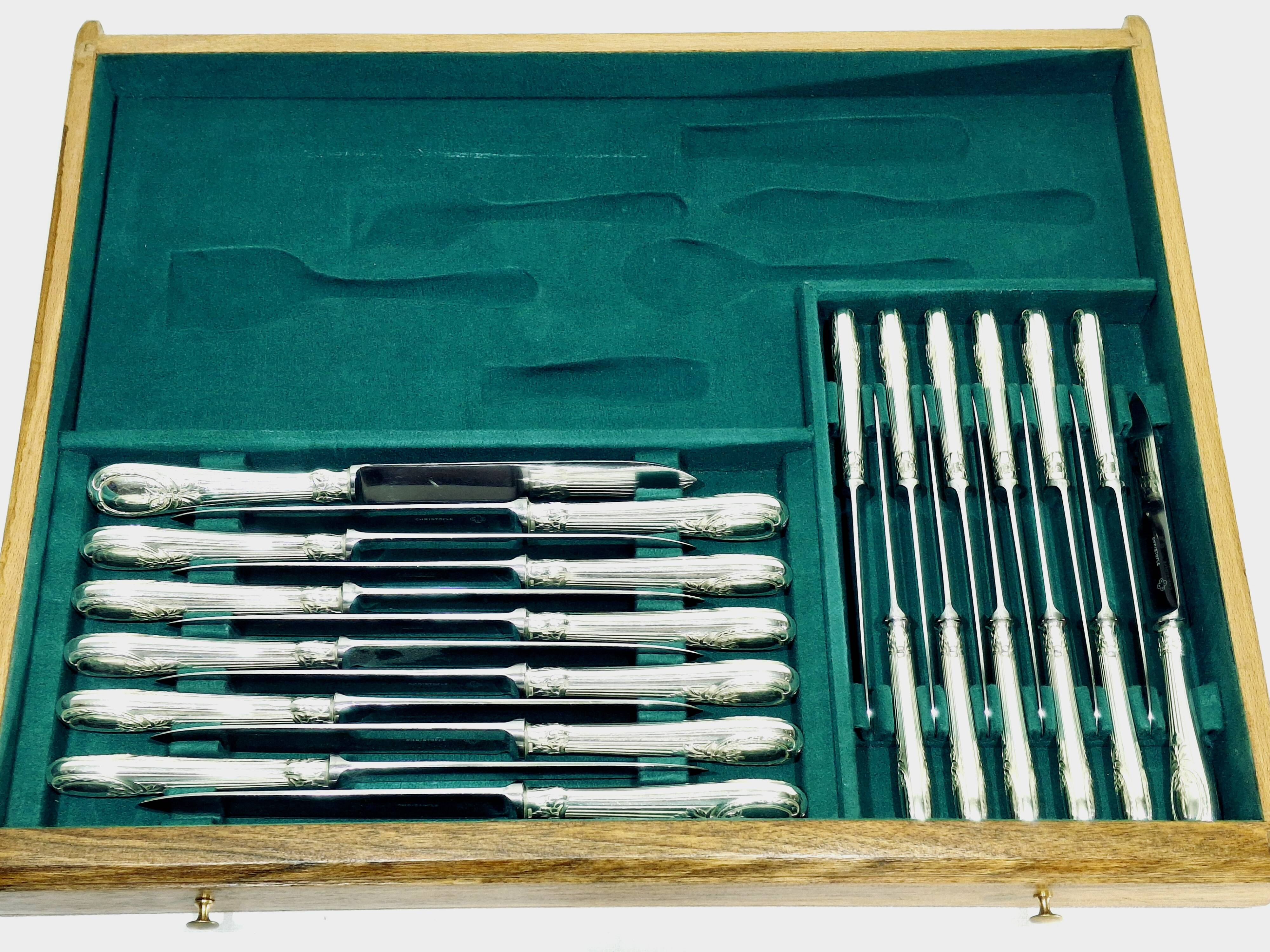 Christofle Cutlery Set - Trianon Model - 155 Pieces, Silver-Plated Metal