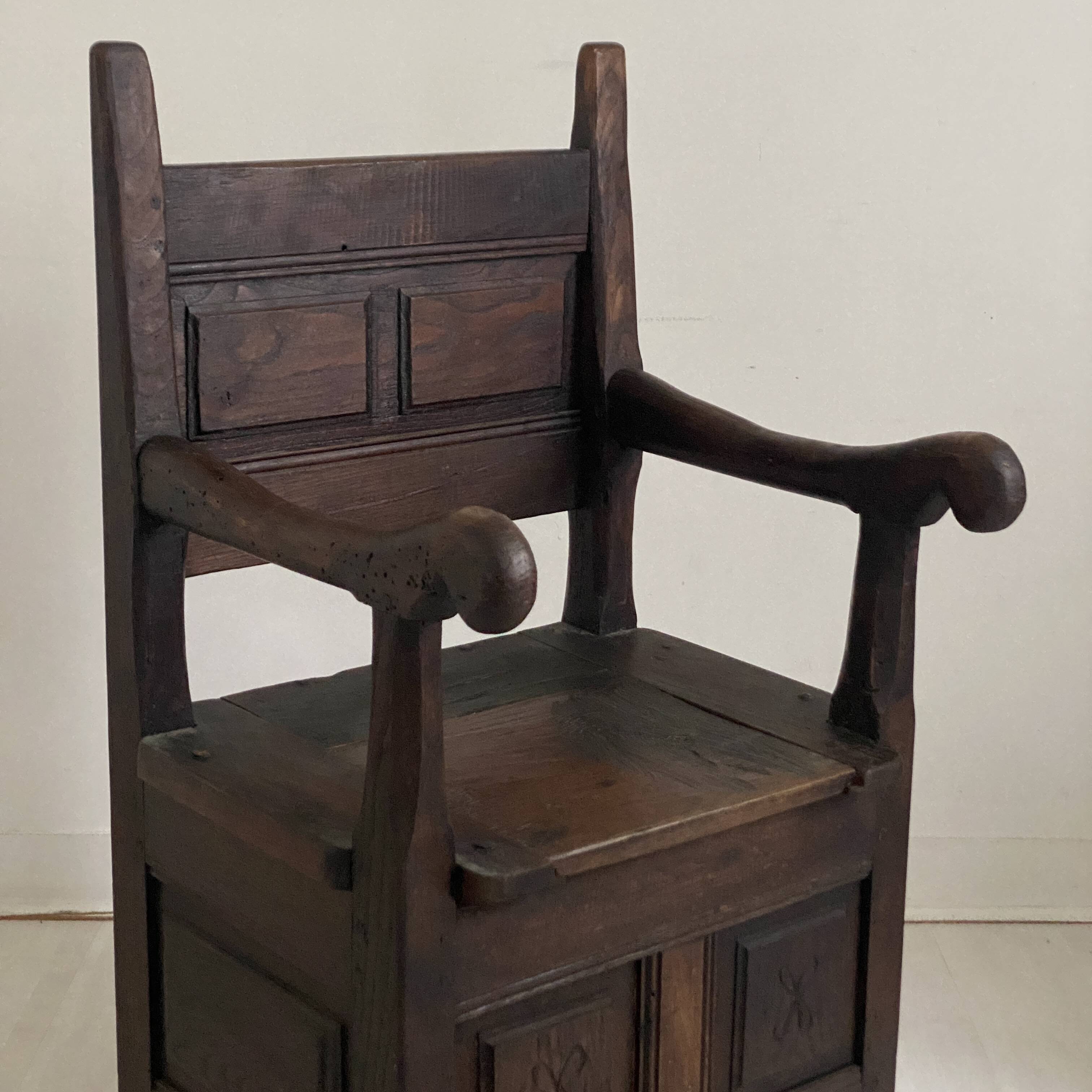 18th century solid oak chest armchair