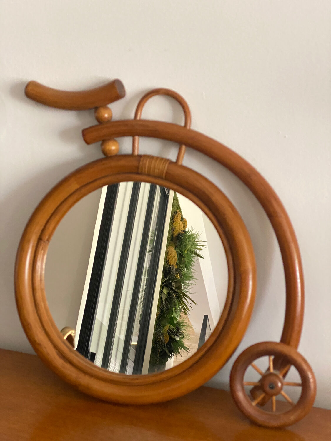 Vintage rattan mirror bike