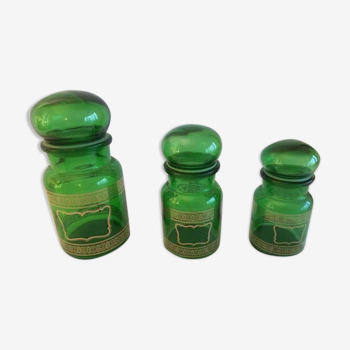 Lot of tinted glass pharmacy jars