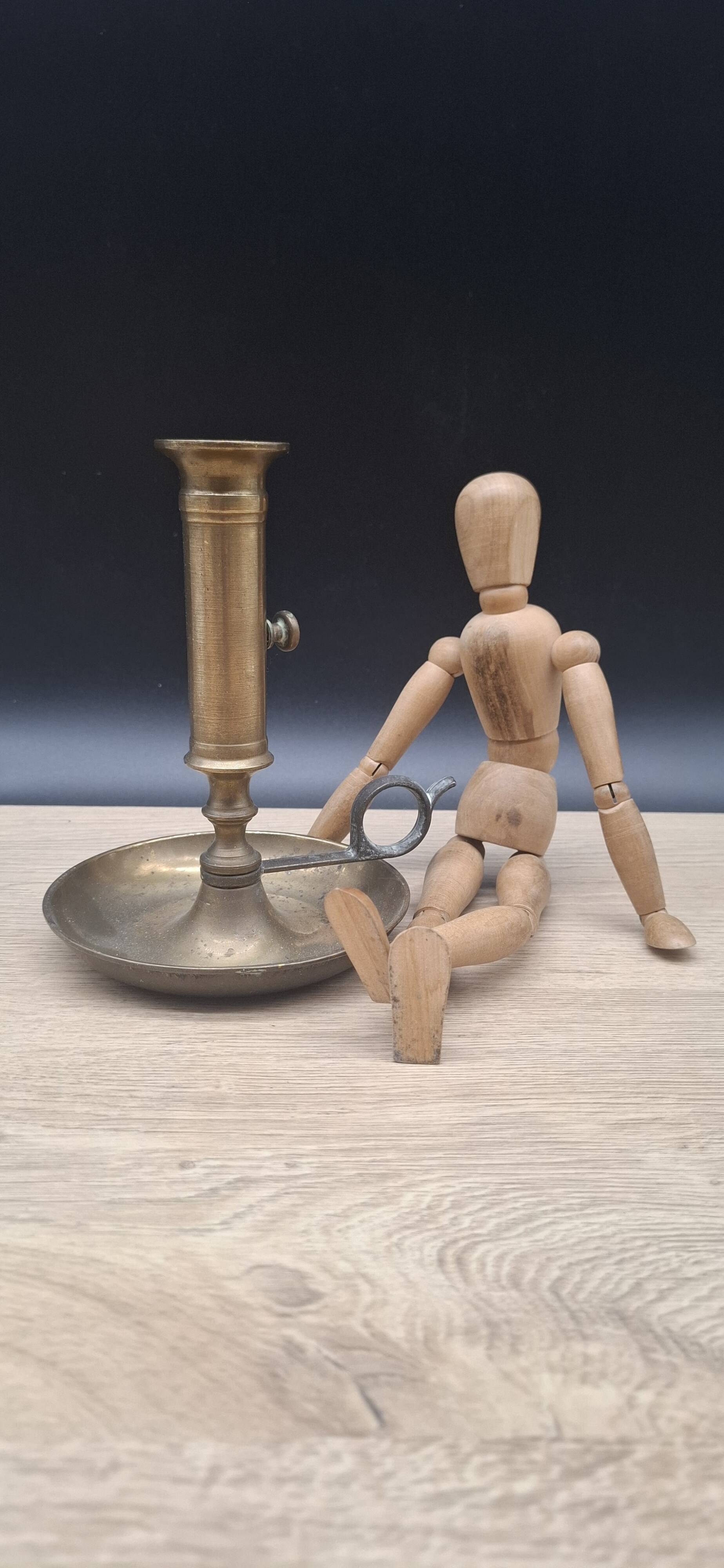 Brass cellar rat candle holder with handle 01