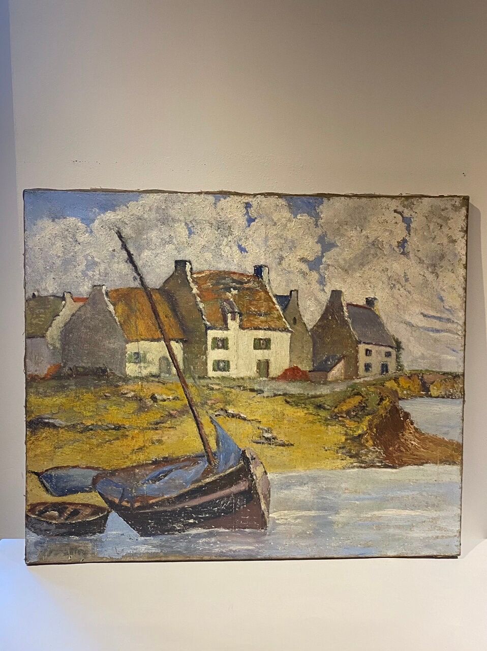 Tableau ancien , paysage breton xx siècle
