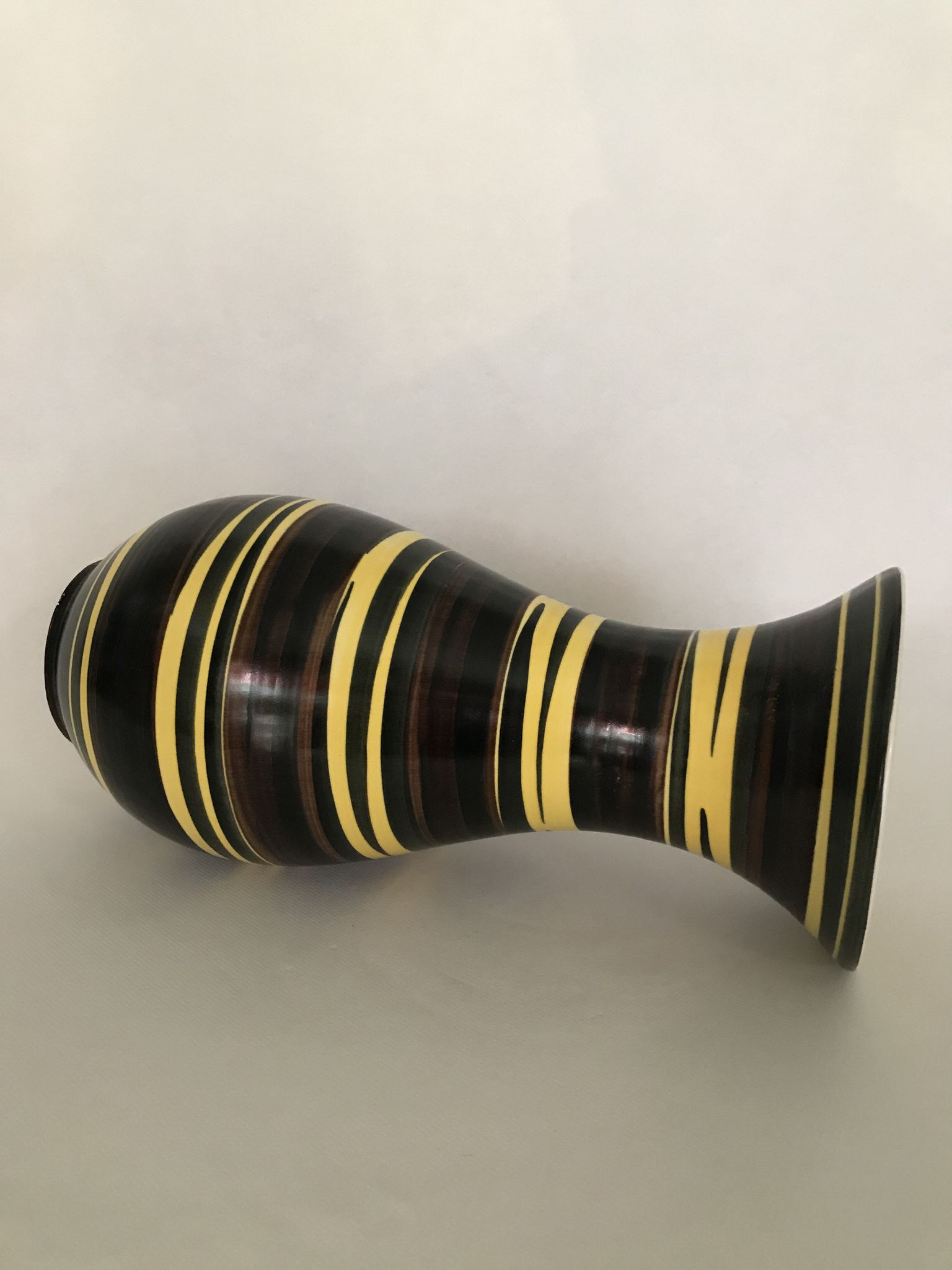 Demon vase Saint Clement, multicolored zebra decoration, numbered. Around 1950-1960