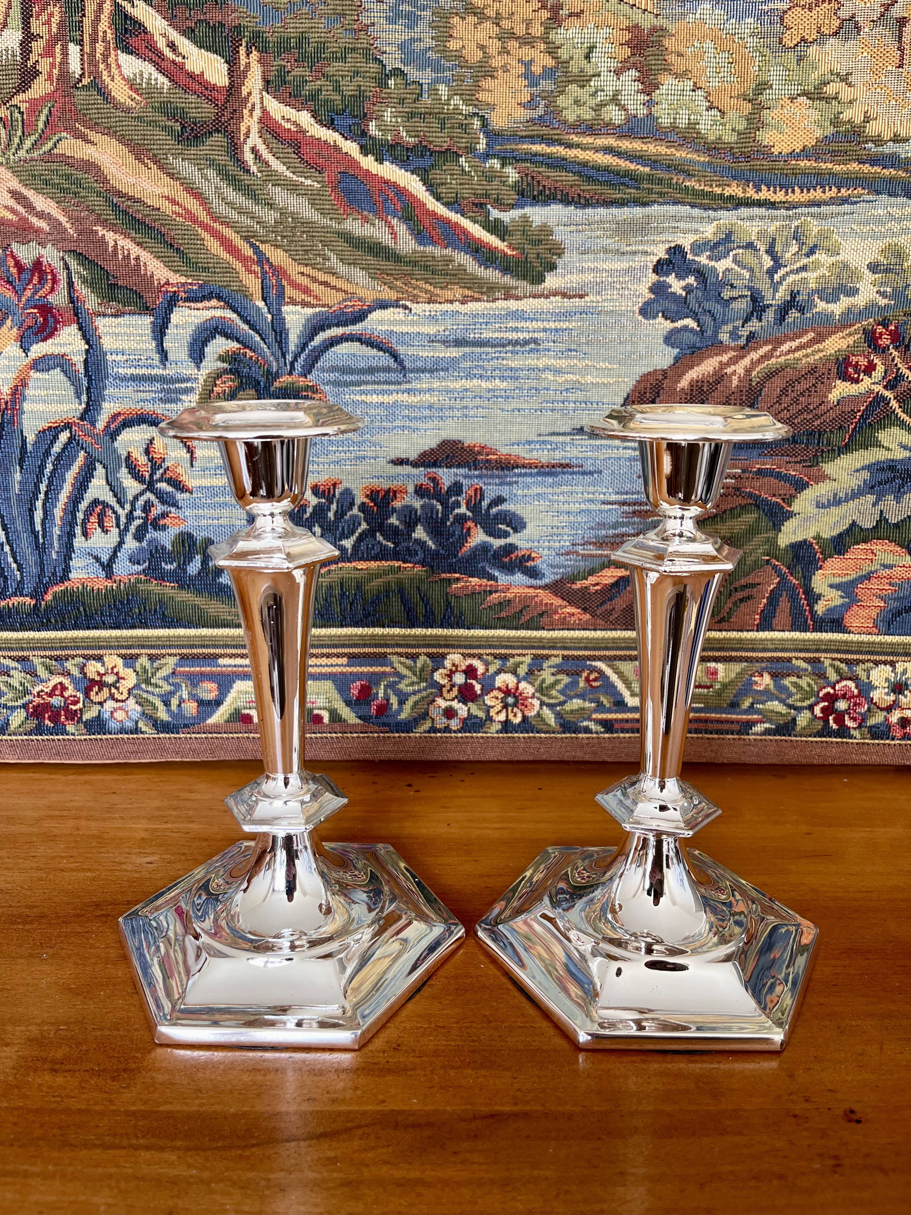 Pair of silver candlesticks