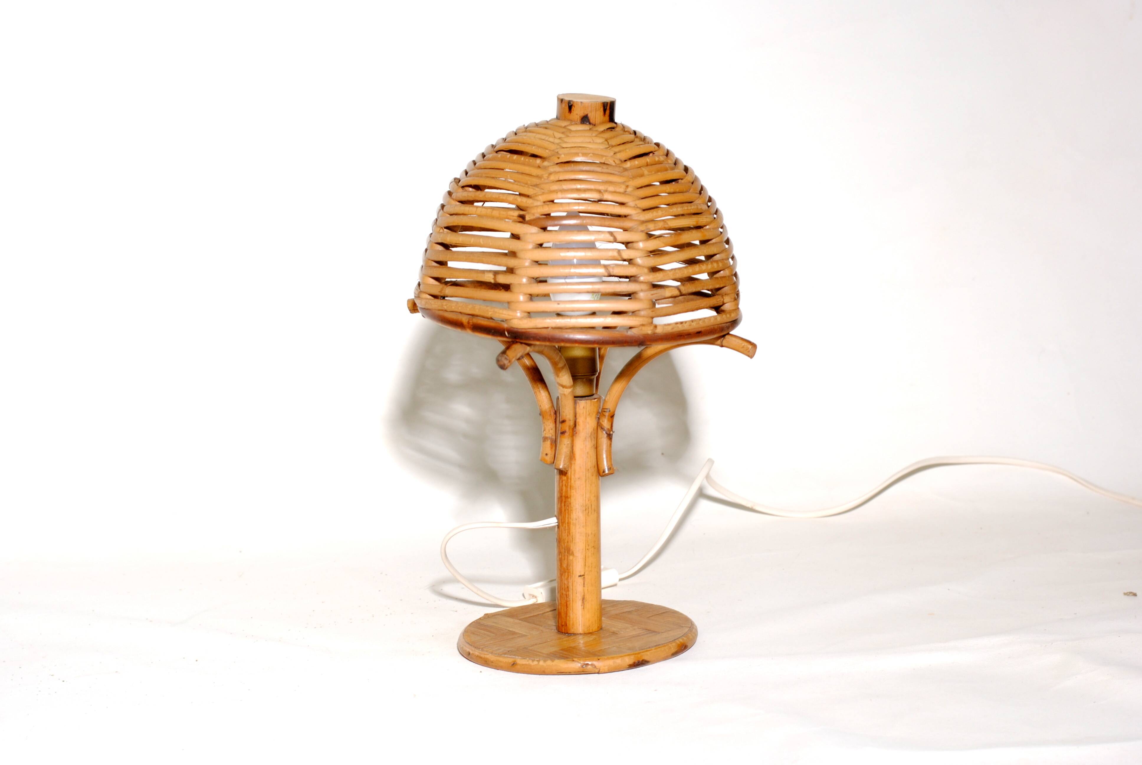 Lampe de Bureau Champignon en Bambou et rotin