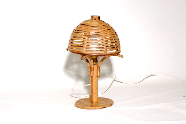 Lampe de Bureau Champignon en Bambou et rotin