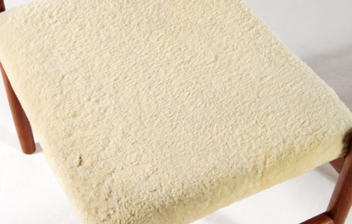 Tabouret en teck laine style danois retro années 60