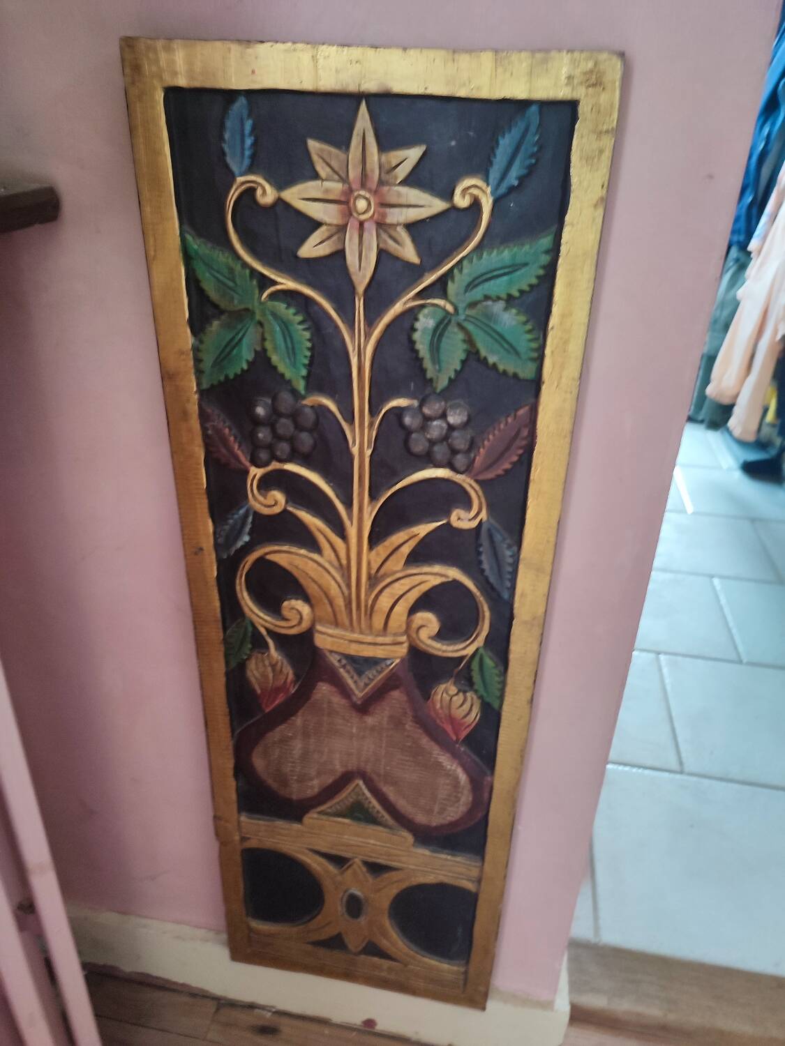 Antique carved wooden panel