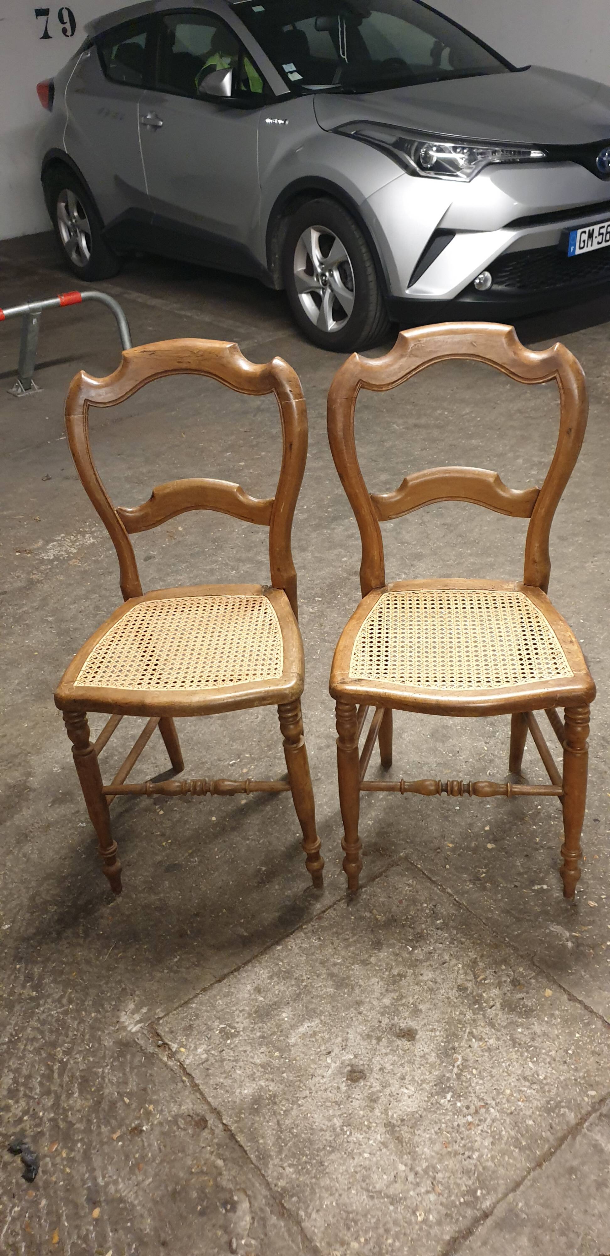 Pair of Louis Philippe walnut/Canage chairs