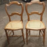Pair of Louis Philippe walnut/Canage chairs