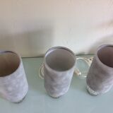 Suite of three lamps in structured glass and chrome/vintage years 70