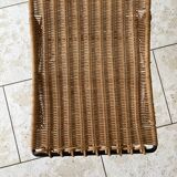 Vintage rattan and steel stool by Raoul Guys for Airborne, 1950s