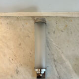 Vintage modernist wall lamp, sandblasted glass and chromed metal, art deco 1930