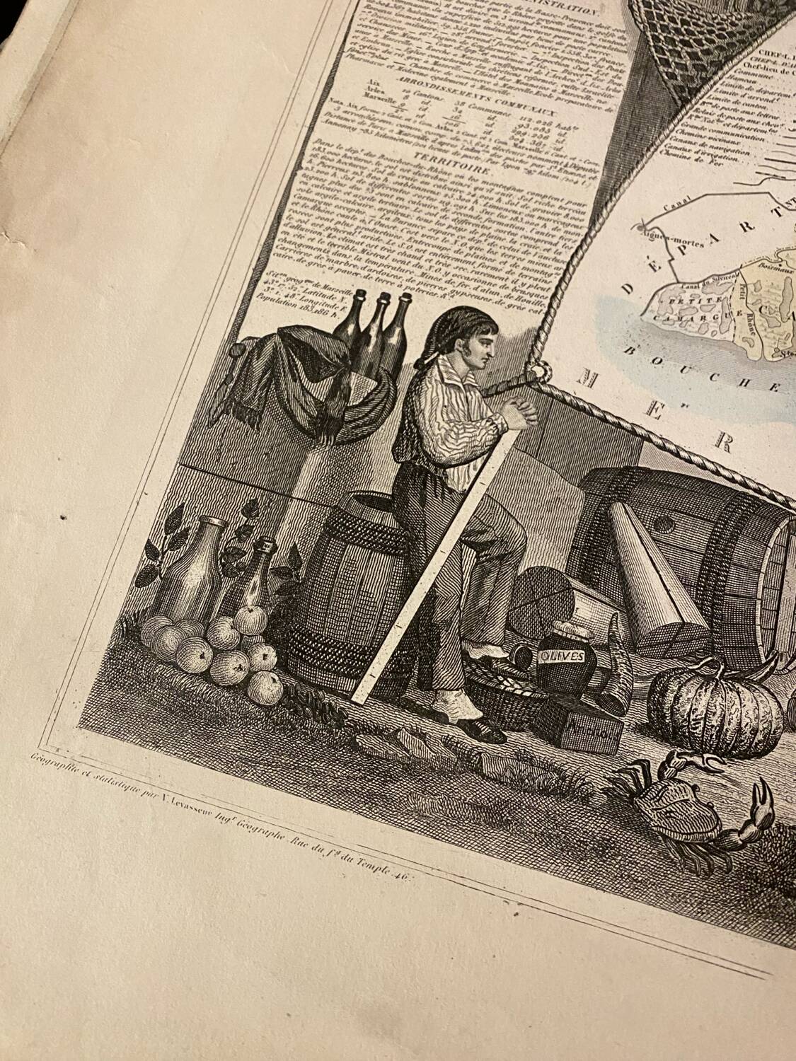 Old illustrated map of the Bouches du Rhône