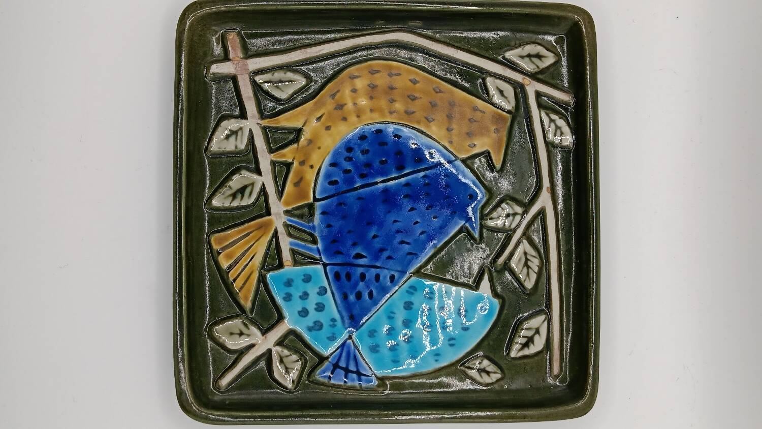 Enamelled plaque the 3 birds by Lisa Larson - Gustavsberg