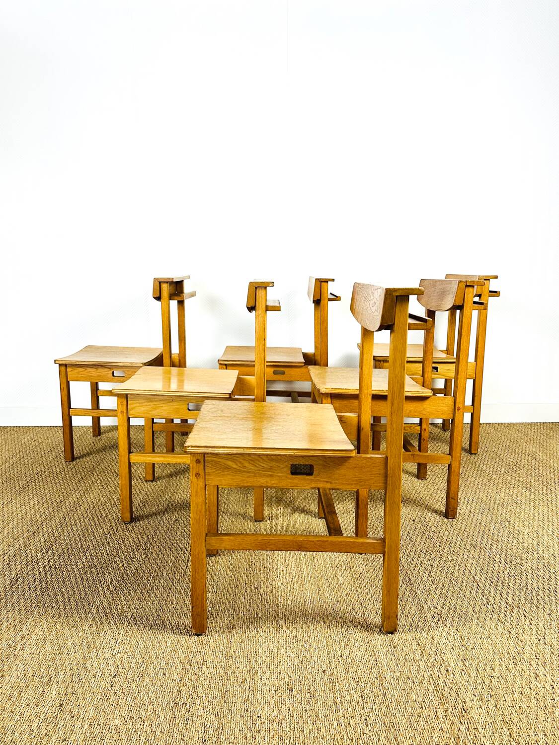 6 vintage oak chairs from the 1960s