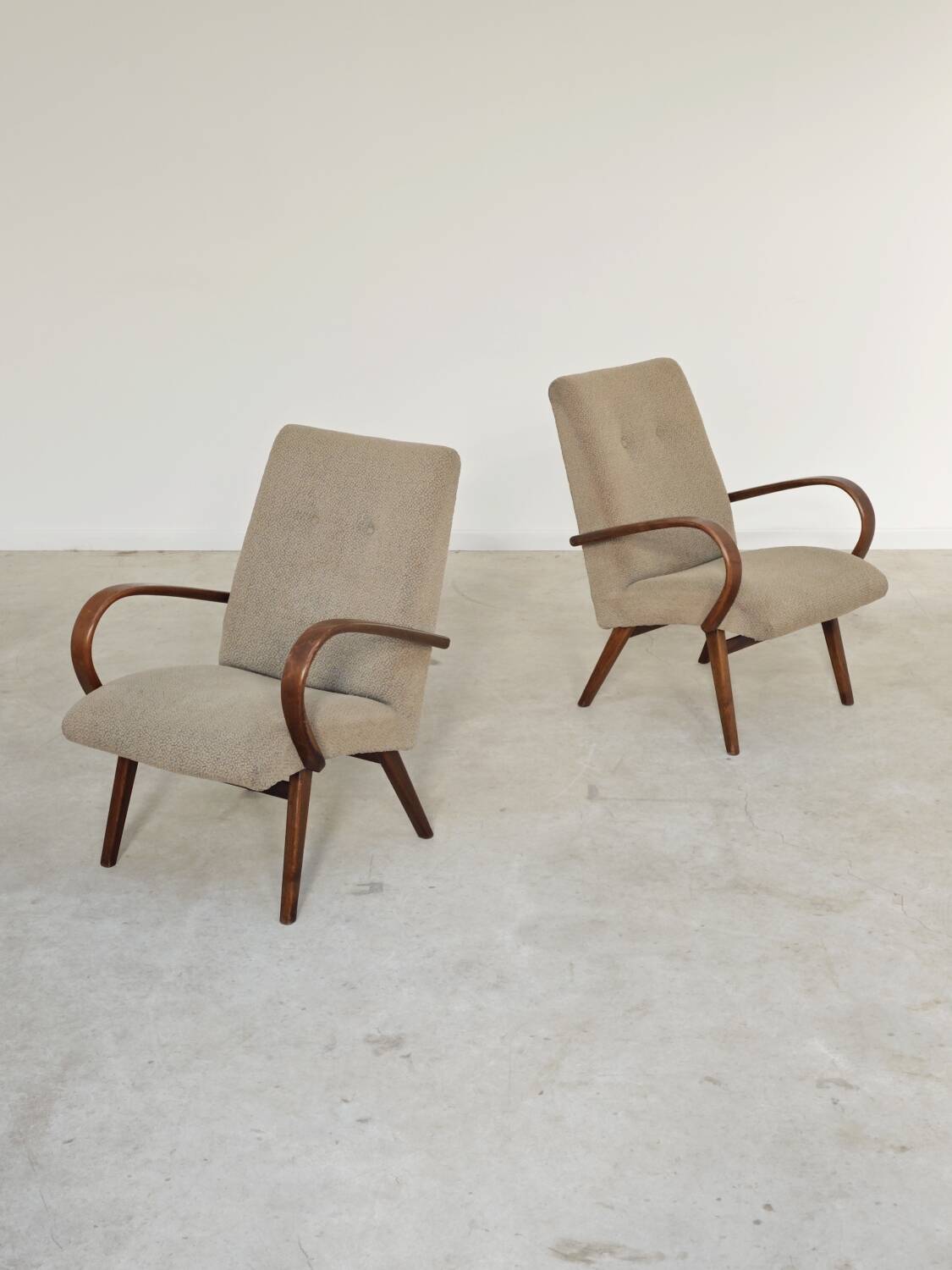 Pair of grey mottled armchairs by Jaroslav Smidek for TON Bystrice